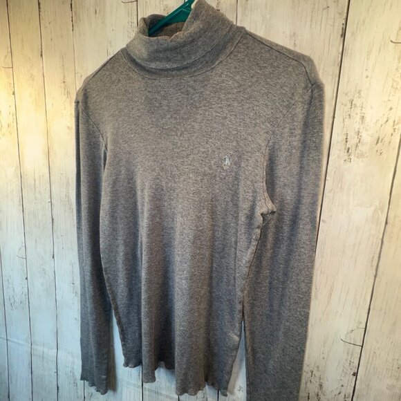 Ralph Lauren Womens Gray with Silver Pony Long Sleeve Turtleneck XL - Picture 1 of 7